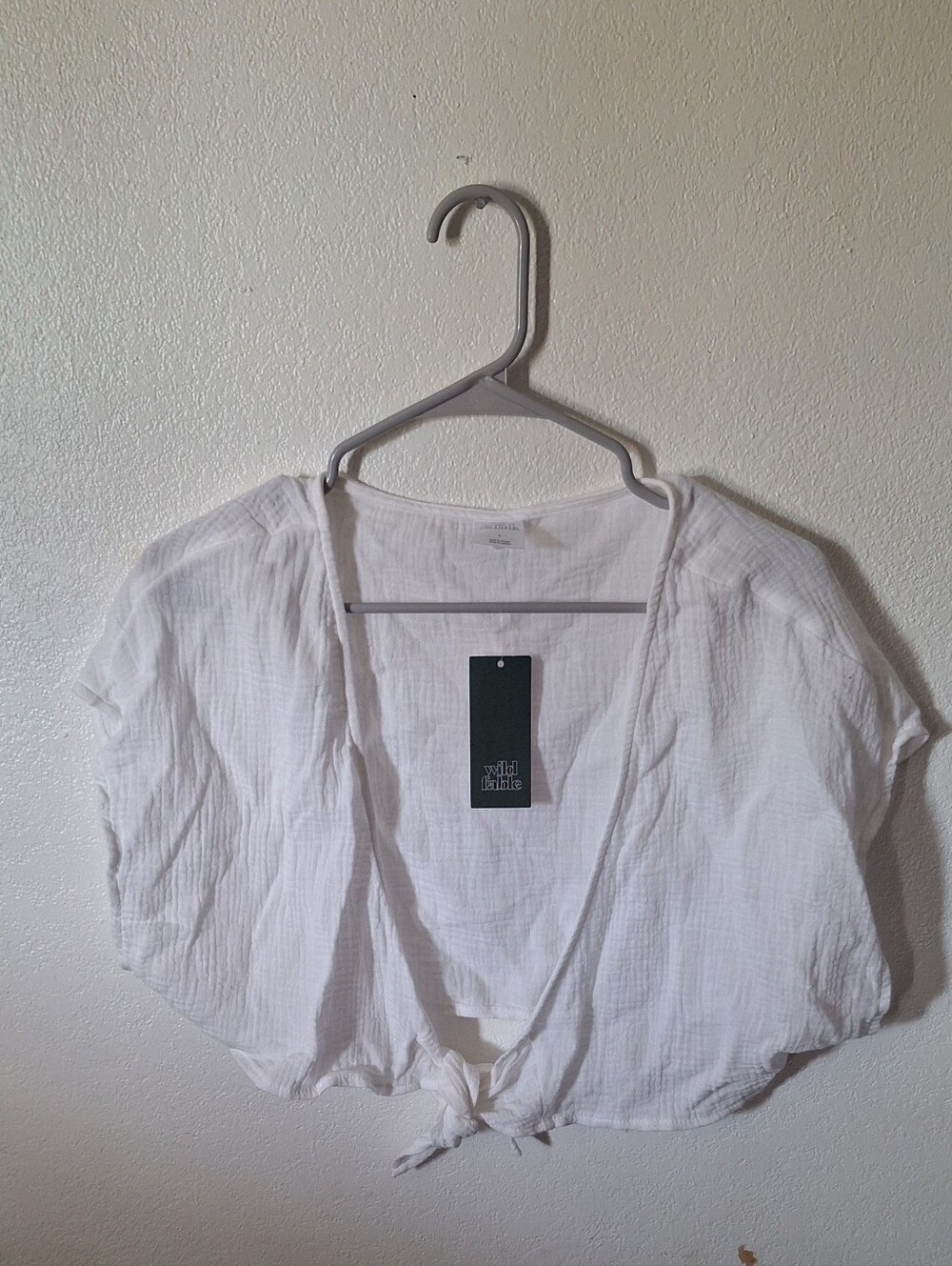 wild fable White Cropped Tie-Front Summer Top